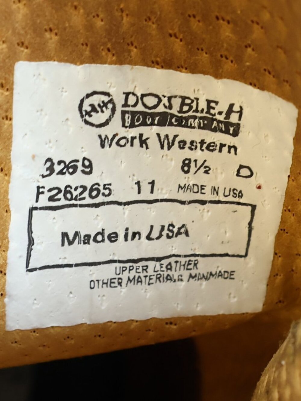 Double-H Boots Mens 8.5 D USA Leather Work Western Cowboy Boots NIB 3269 - Picture 7 of 16